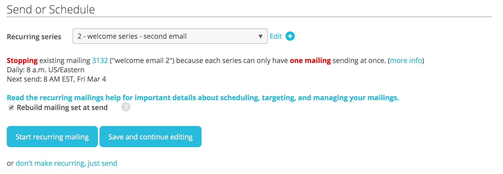 copying a recurring mailing